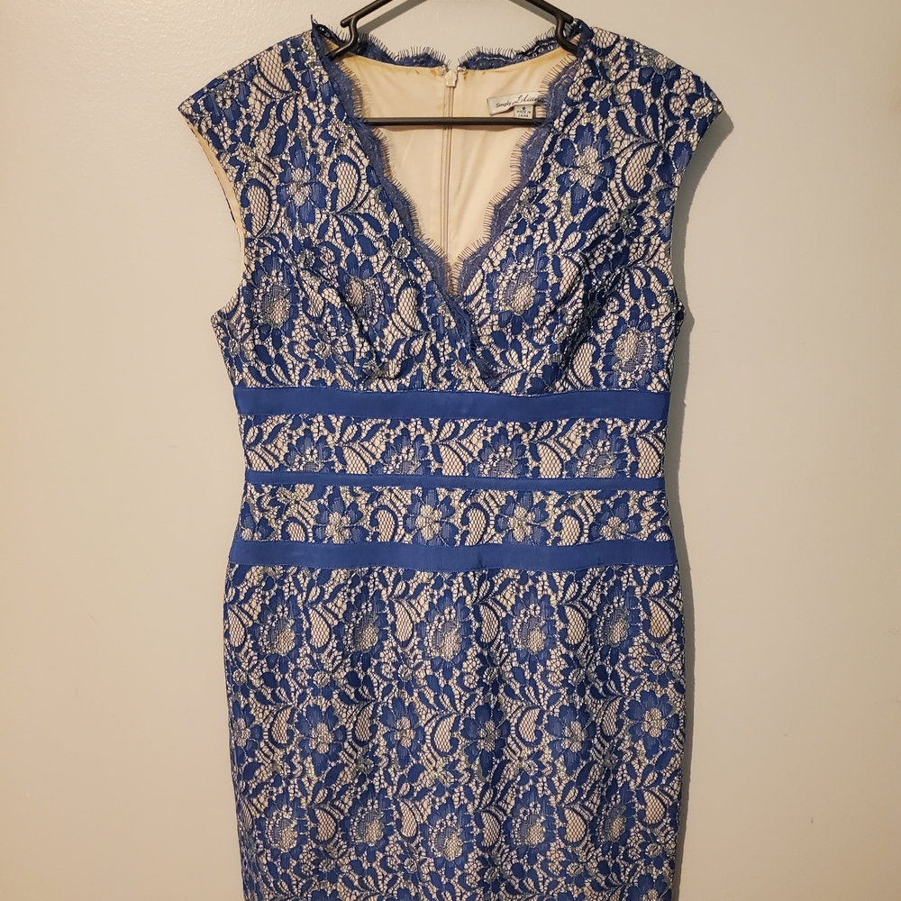Simply Liliana Blue Lace Sheath Dress
